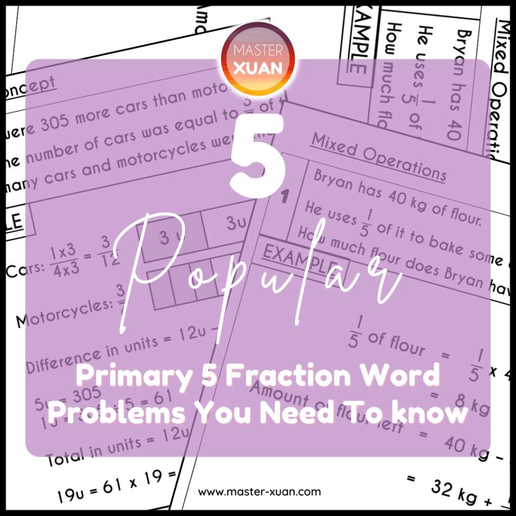 Primary 5 Fraction Word Problems with example and solution.