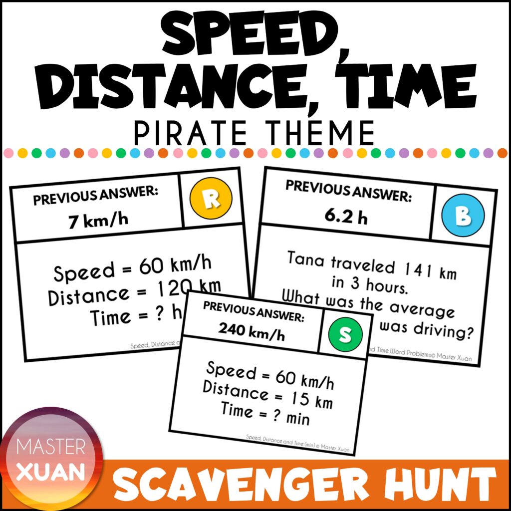 Pirate math games - speed, distance and time scavenger hunt.