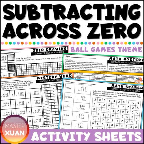 Subtracting across zero activity sheets are fun and engaging.