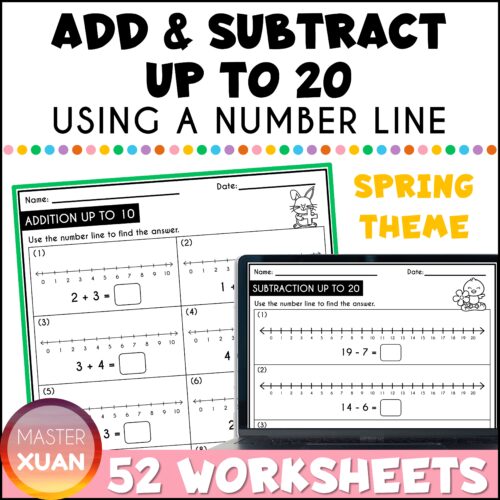 Adding And Subtracting On A Number Line Worksheet - Within 20