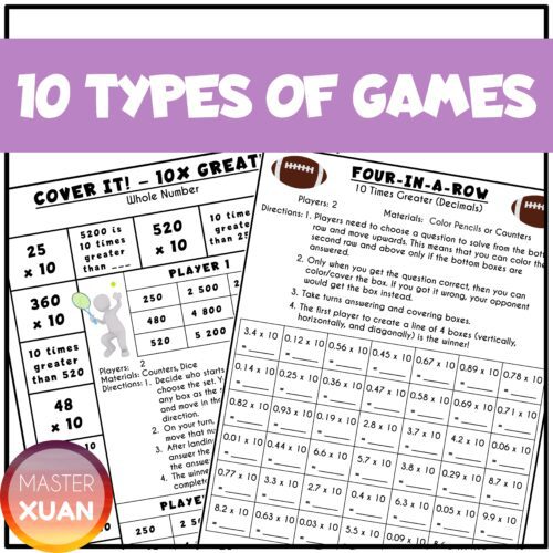 Place value games for elementary - 10 types of games.