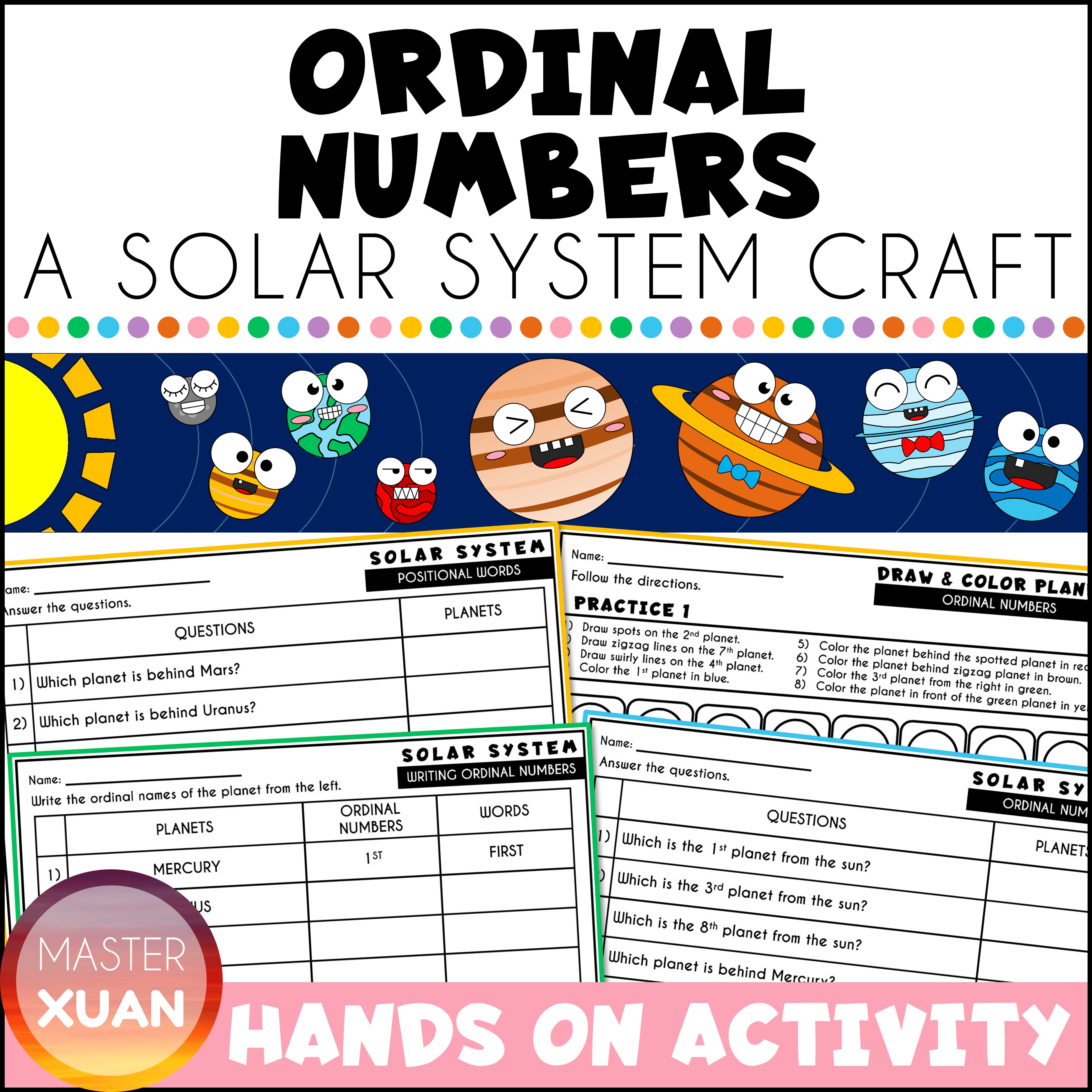 Ordinal numbers craft is also a solar system craft hands on activity.