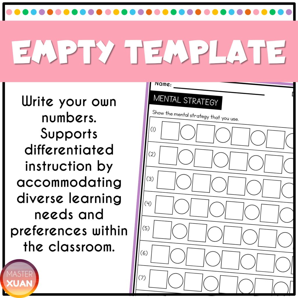 There is empty template included in this subtraction and addition mental math worksheets.