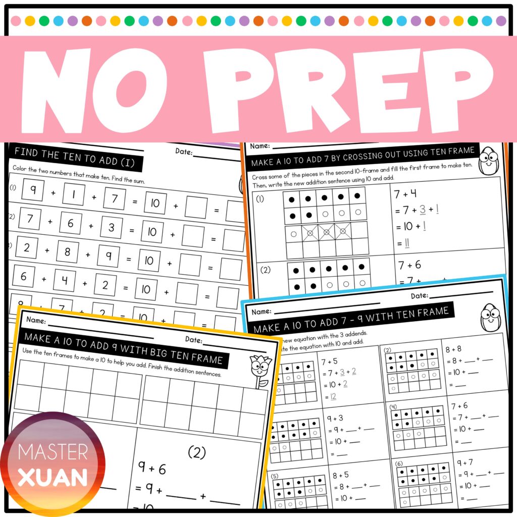 Make ten strategy addition worksheet is no prep and easy to use.