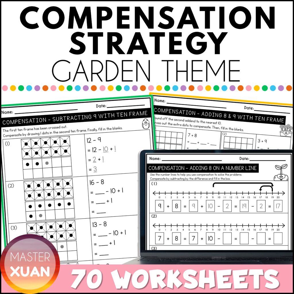 Math compensation strategy worksheets include 70 printables.