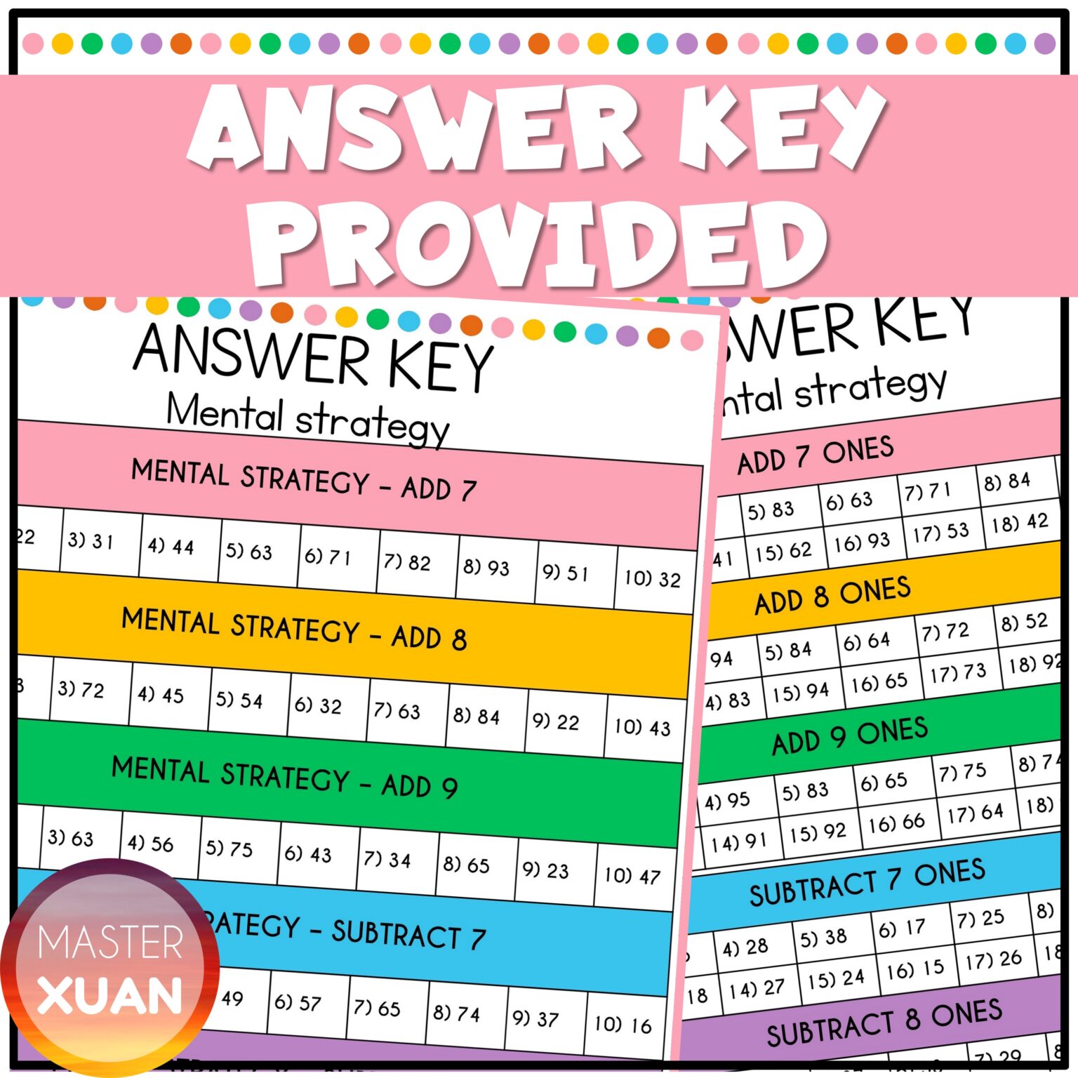 Free Mental Math Worksheets Master Xuan Free mental math worksheets master xuan