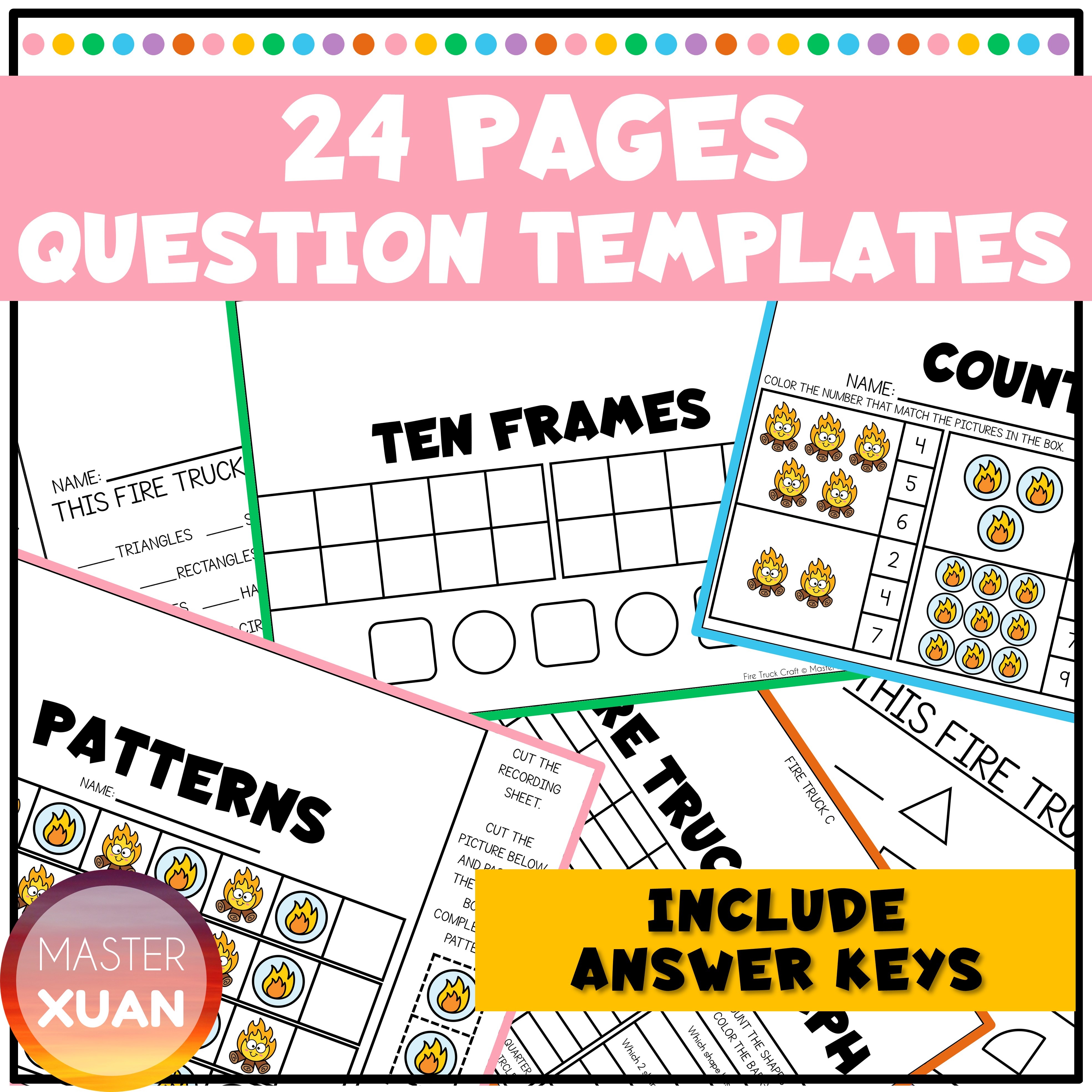 There are 24 pages of printable fire truck craft question templates.