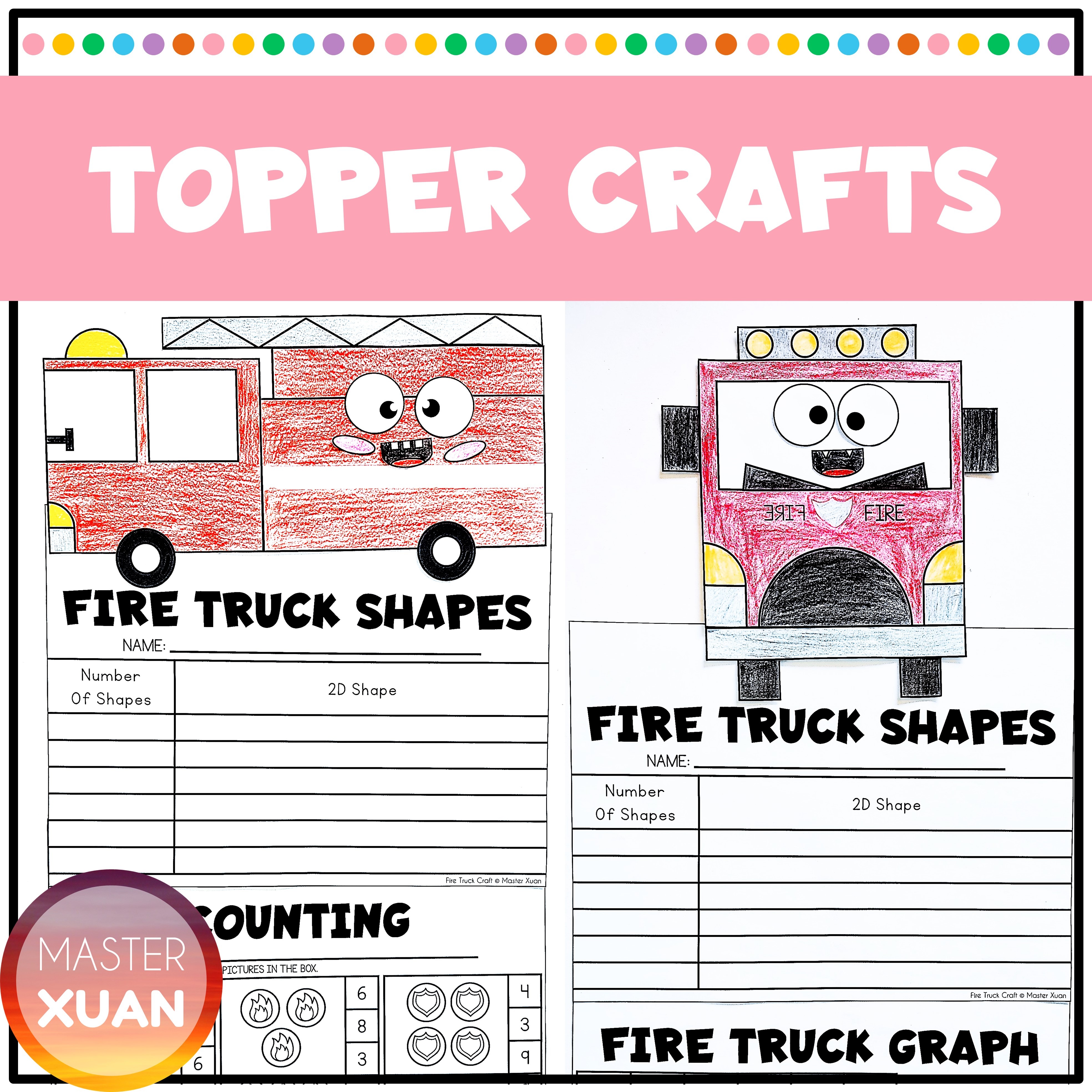 Students can use this shape fire truck craft template as topper craft.