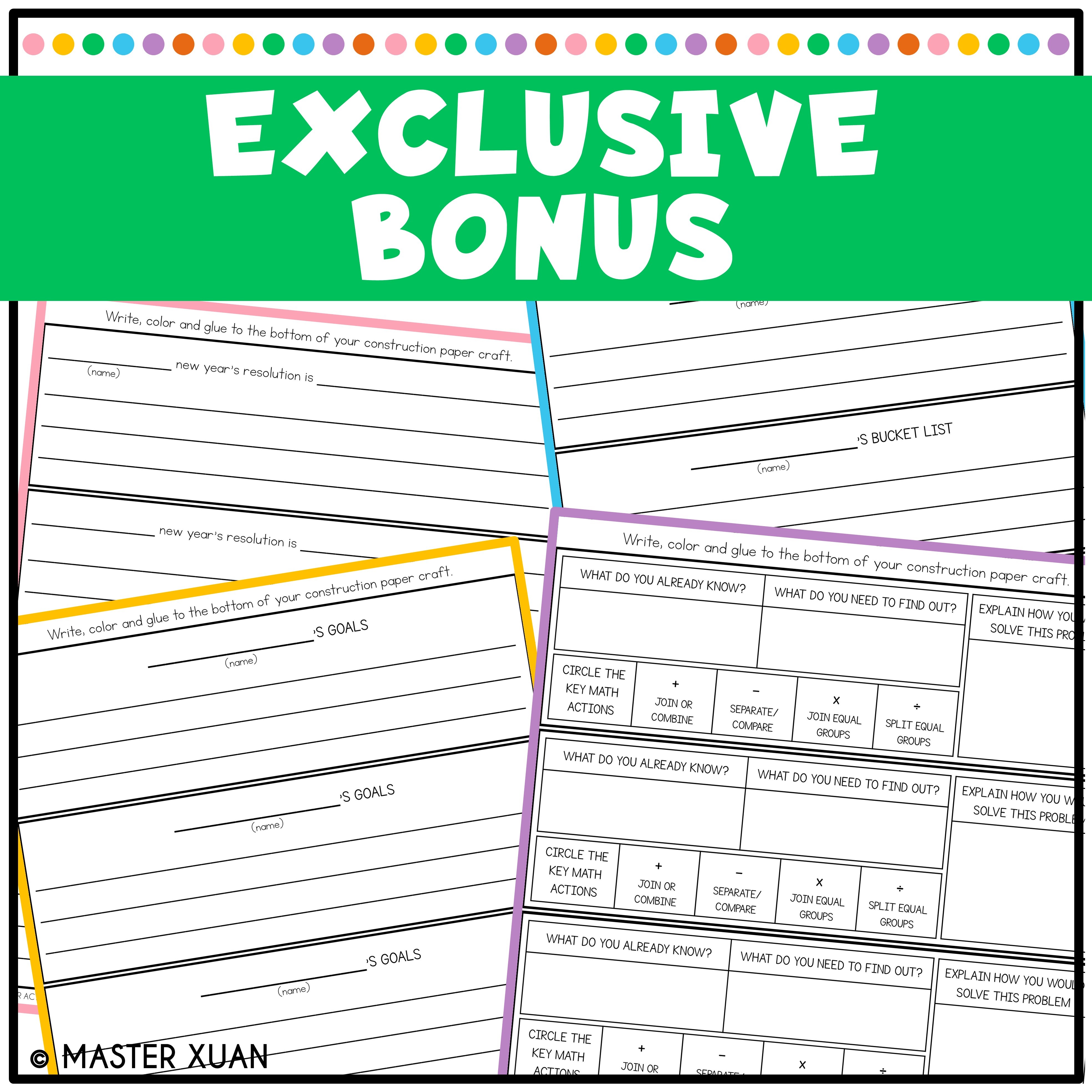 New Year Craft Bundle includes bonus: New Year Resolution Activities. 