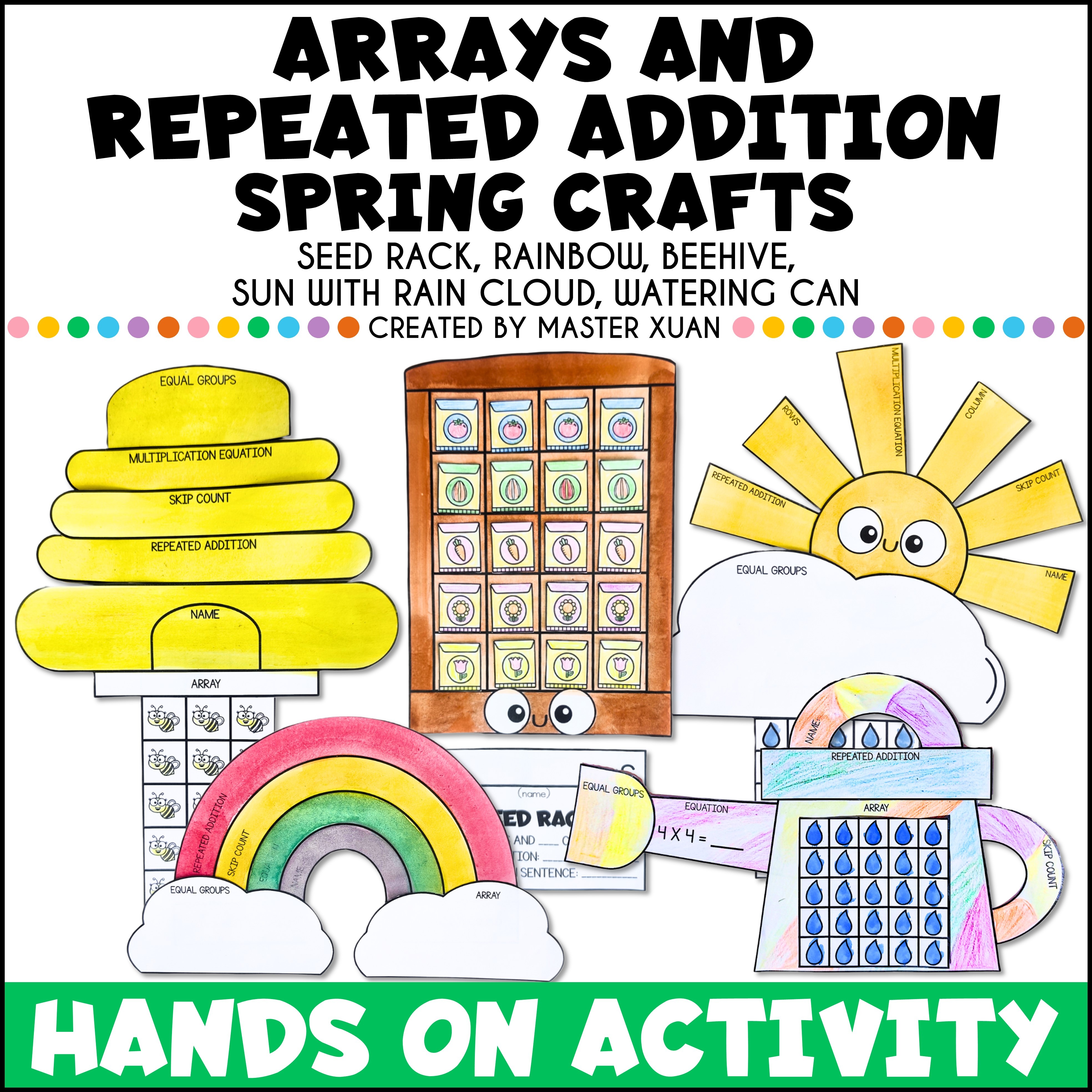 Spring craft activities for 2nd grade students to practice array and repeated addition.