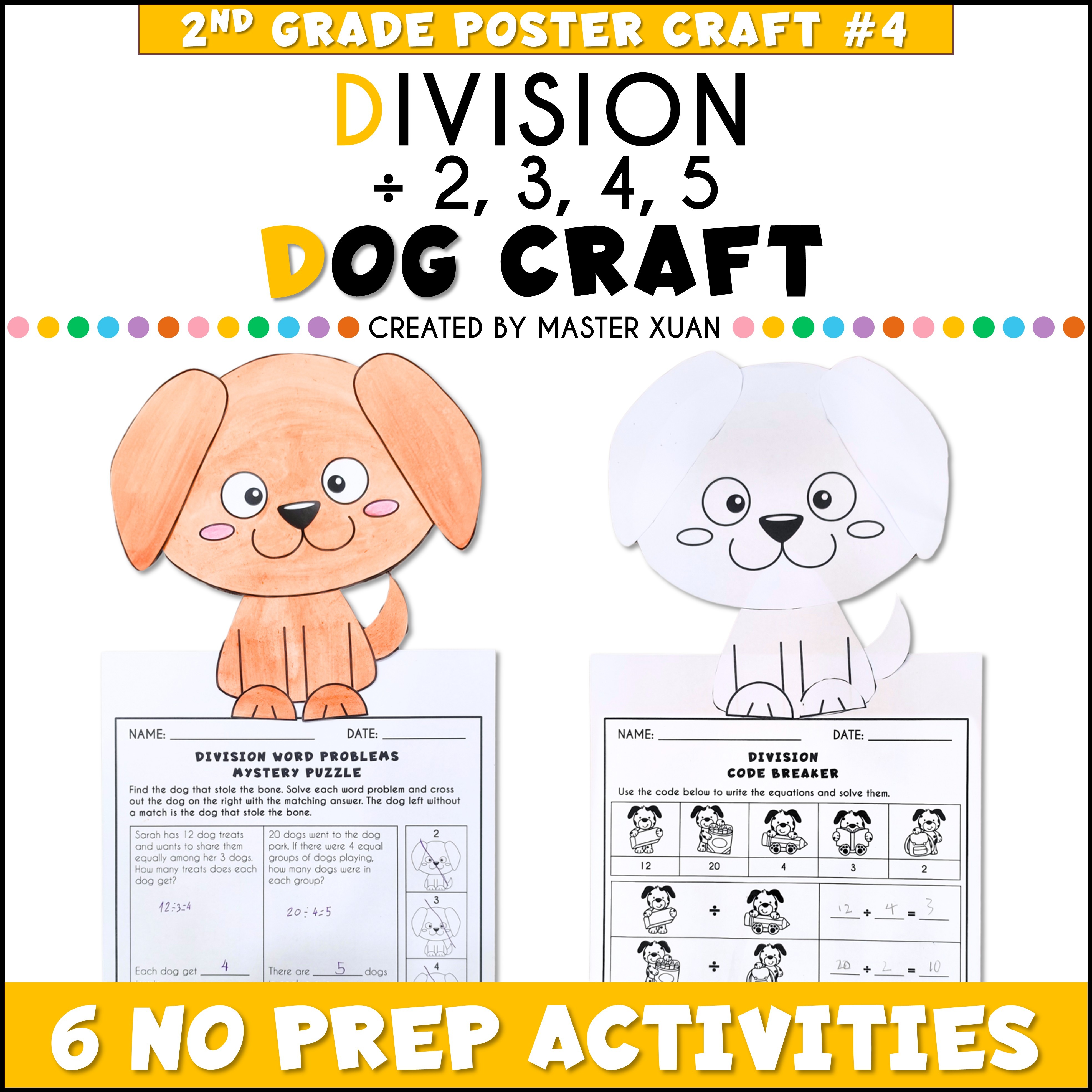 Basic division practice with dog craft.