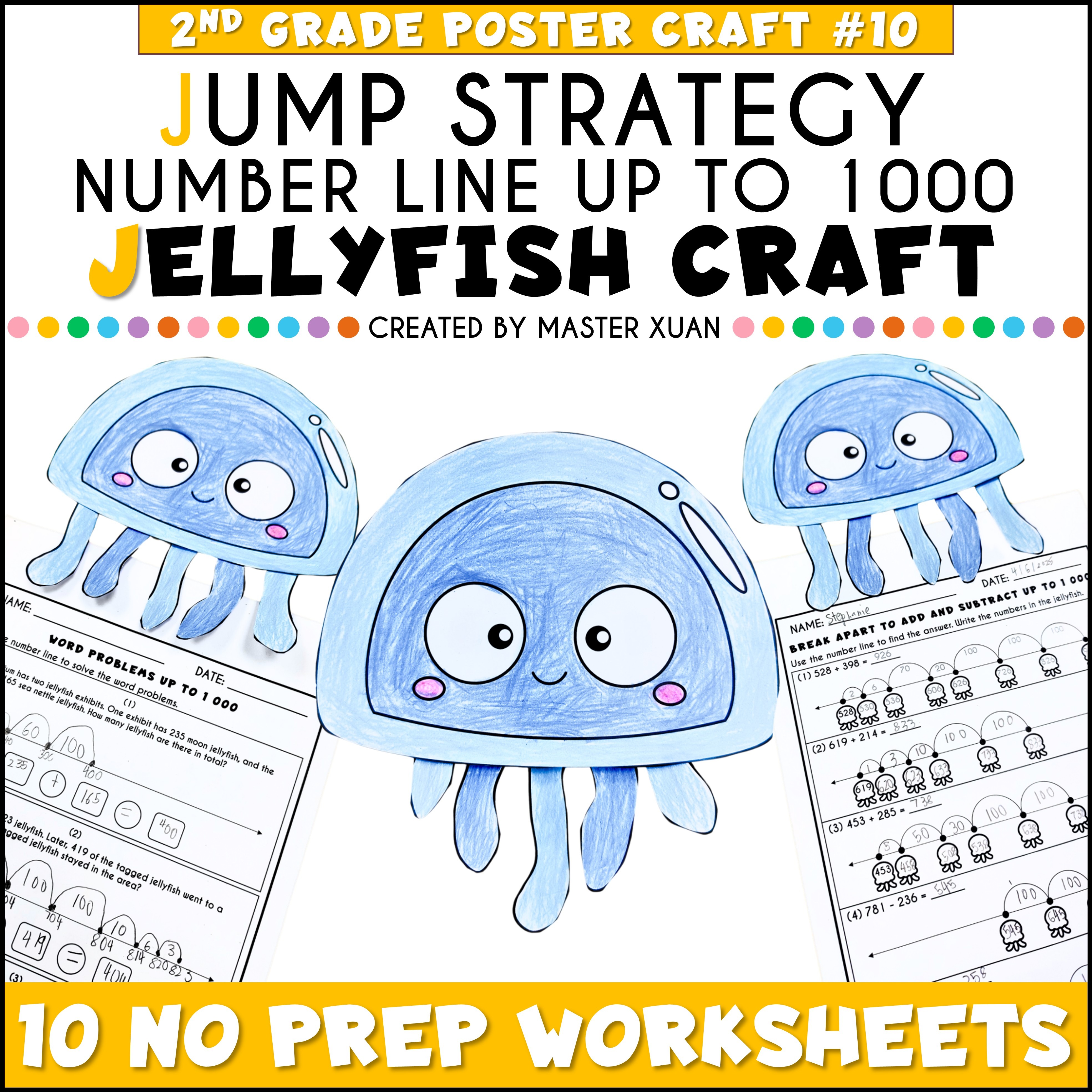 Jump strategy worksheets with jellyfish craft.