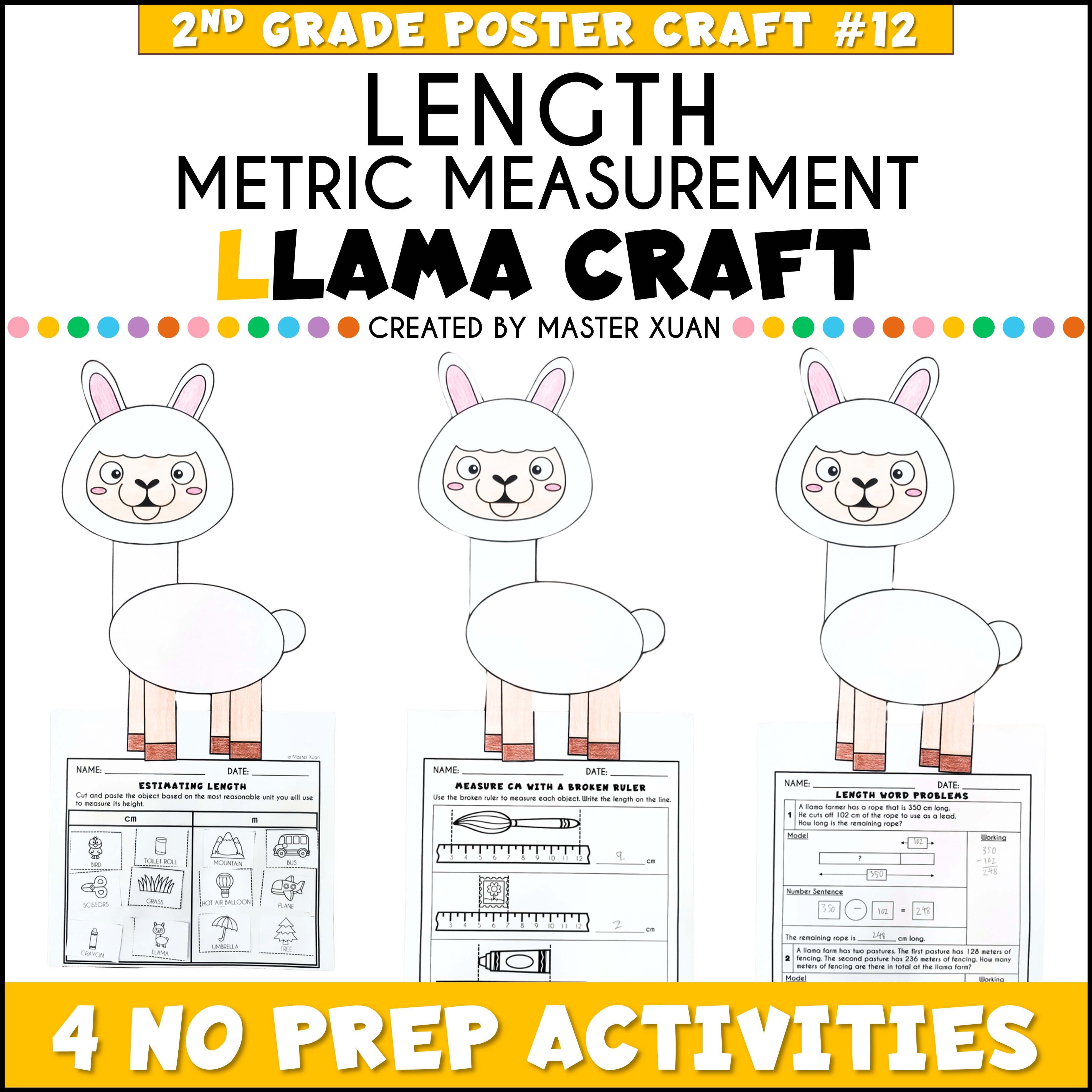Metric units of measurement for length with Llama craft.