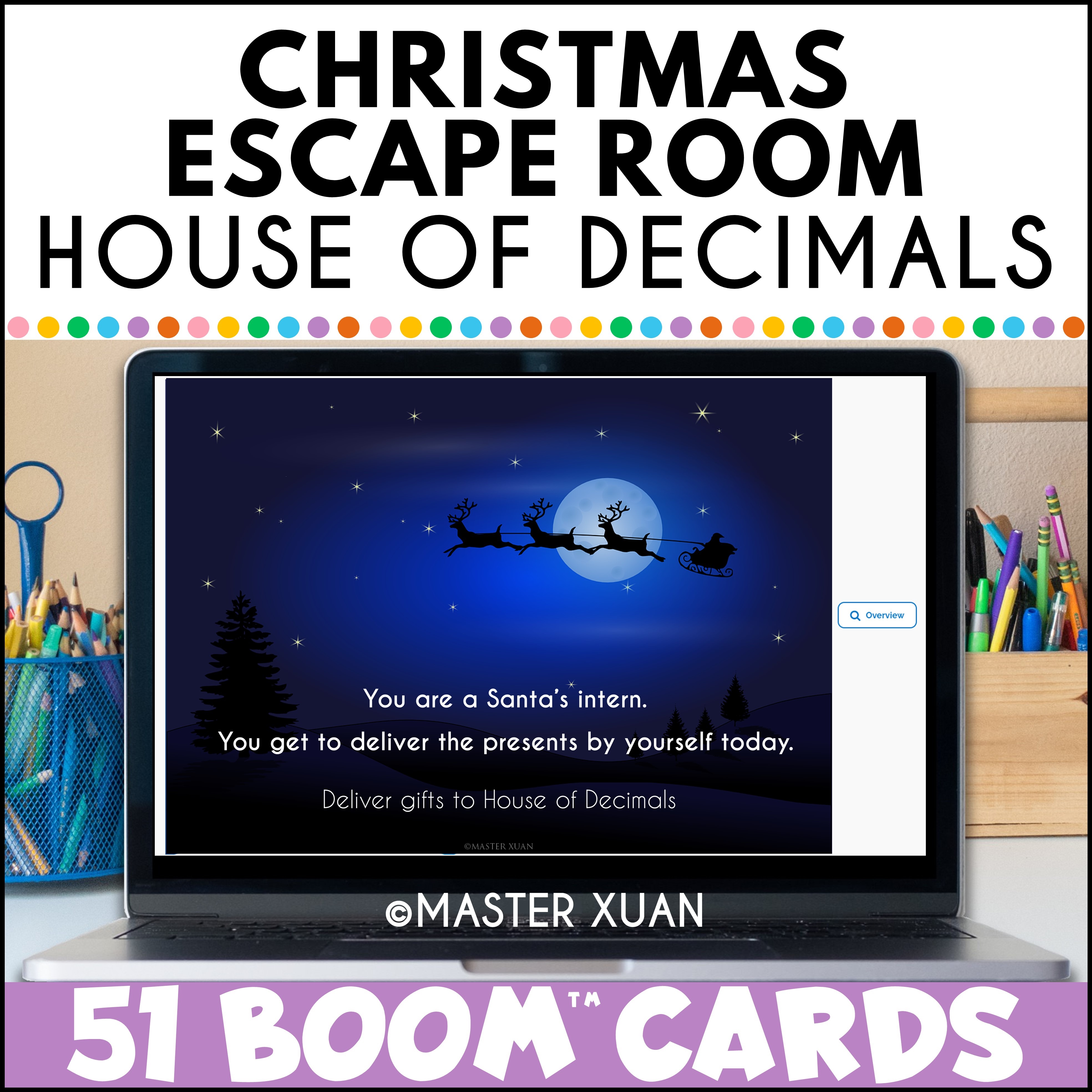 Christmas Math escape room - house of decimals - for grade 5