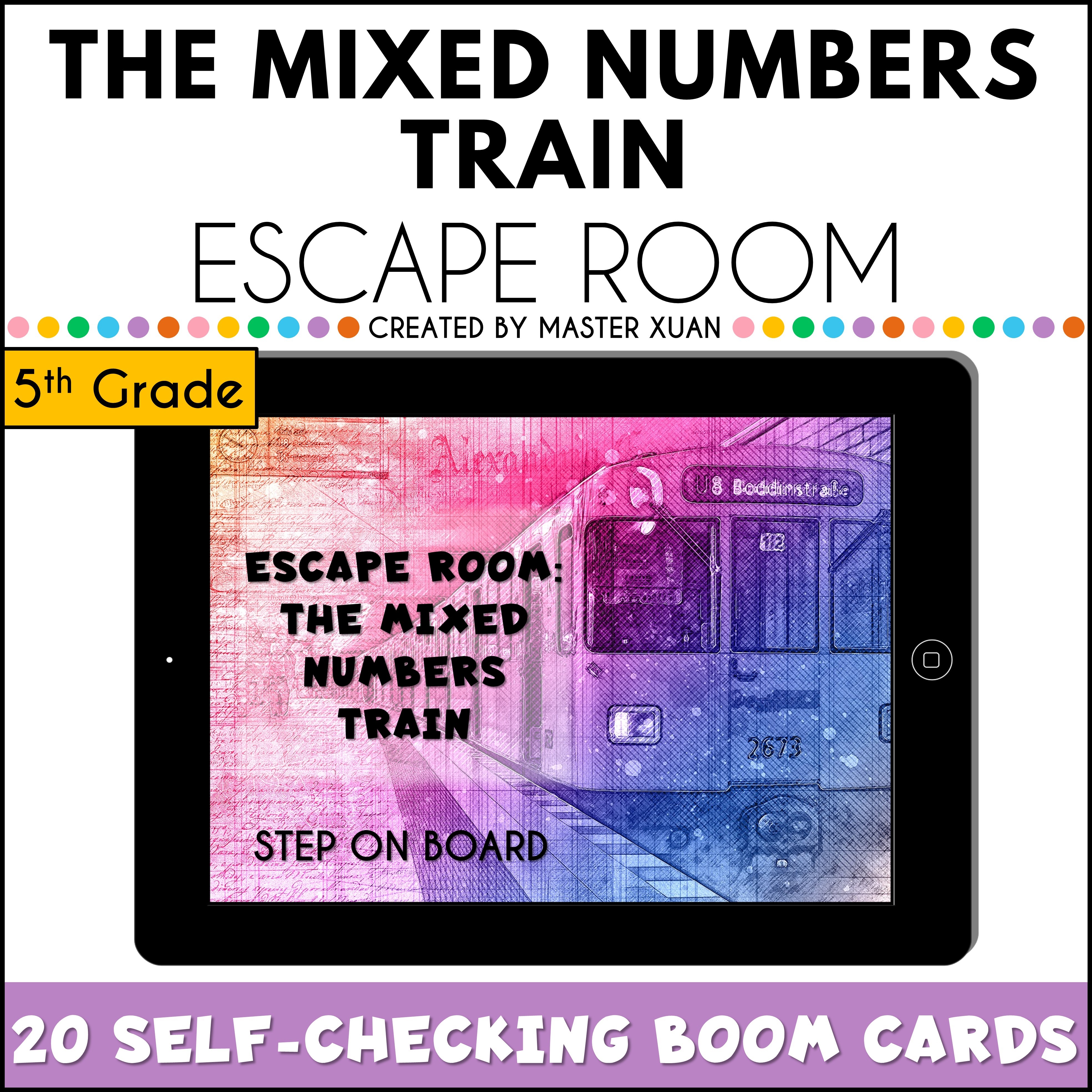 The Mixed Numbers Train math escape room games.
