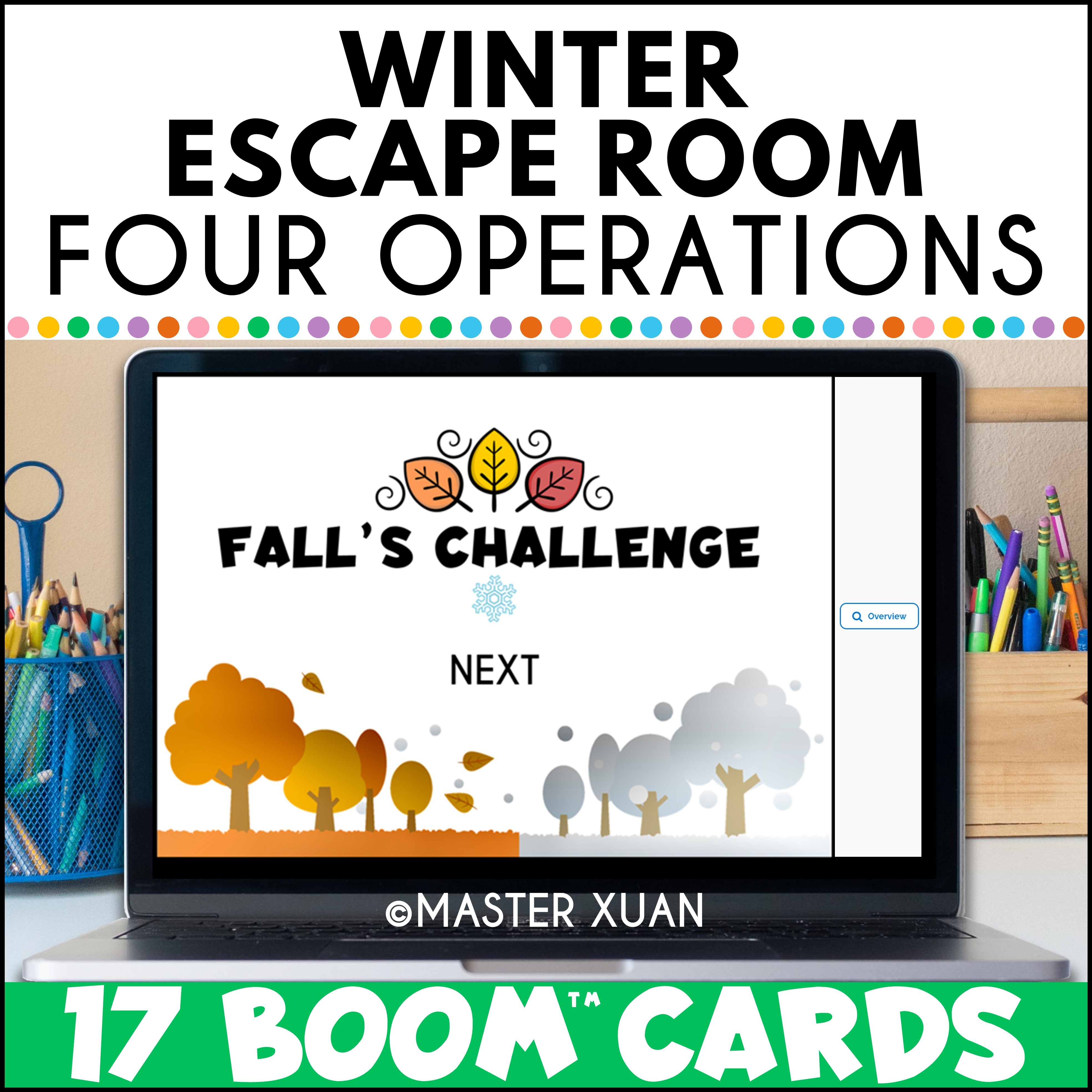Winter Operations Escape Room has 17 boom cards.