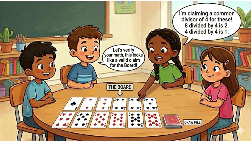 Division Factor Set Builder played by 4 students.