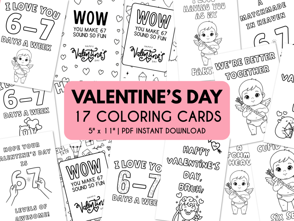valentine's day card to color 