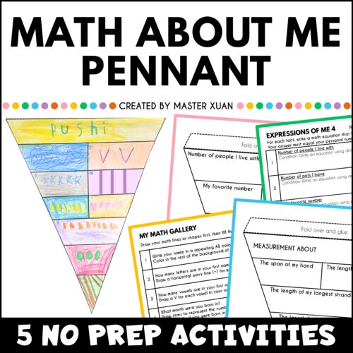 math about me pennant has 5 no prep activities for back to school.