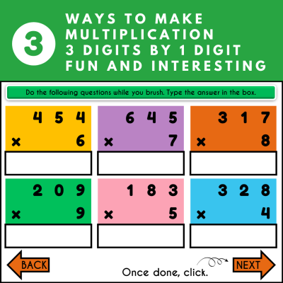 6 multiplication 3 digits by 1 digit questions