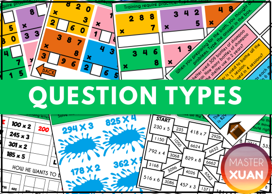 Many questions in multiplying 3 digits by 1 digit math resources