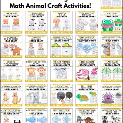 Make 2nd Graders Happy: 26 Amazing Math Animal Craft Activities!
